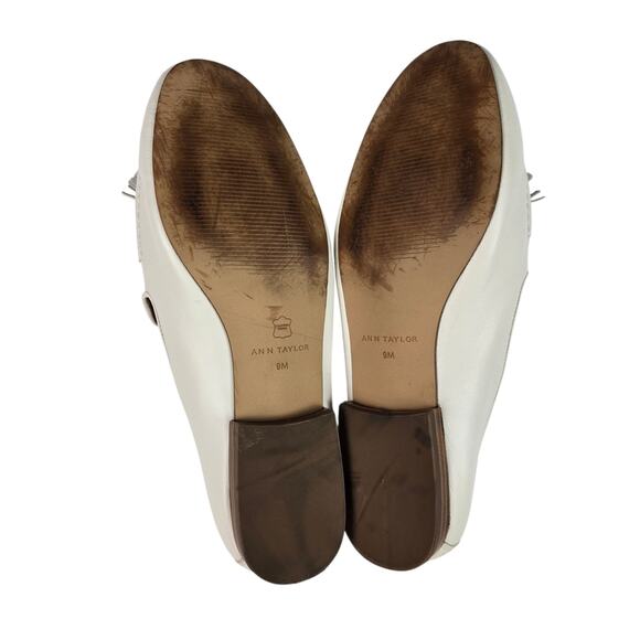 Ann Taylor Loafer Lot Size 9 Tan White Slip On Driving Moccasin Bow - Picture 6 of 6
